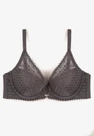 Biustonosze - Ciemnofioletowy Koronkowy Biustonosz Typu Push-Up Delnena - Born2be - miniaturka - grafika 1