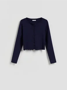 Reserved - Kardigan z wiskozą - granatowy - Swetry damskie - miniaturka - grafika 1