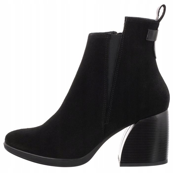 Botki Maciejka 05252-01 czarne skóra zamszowa eleganckie modne klocek r. 40