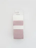 Rajstopy - Reserved - Bawełniane rajstopy w prążki 2 pack - jasnofioletowy - miniaturka - grafika 1