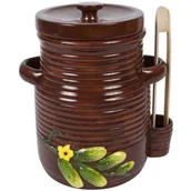 Beczki - Beczka Garnek 5L Do Kiszenia Ogórków Kapusty Brąz - miniaturka - grafika 1