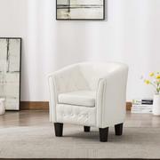 Fotele - vidaXL Fotel, biały, sztuczna skóra - miniaturka - grafika 1