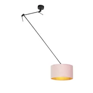 Lampy sufitowe - QAZQA Lampa wisząca regulowana czarna klosz welurowy różowo-złoty 35cm - Blitz I - miniaturka - grafika 1