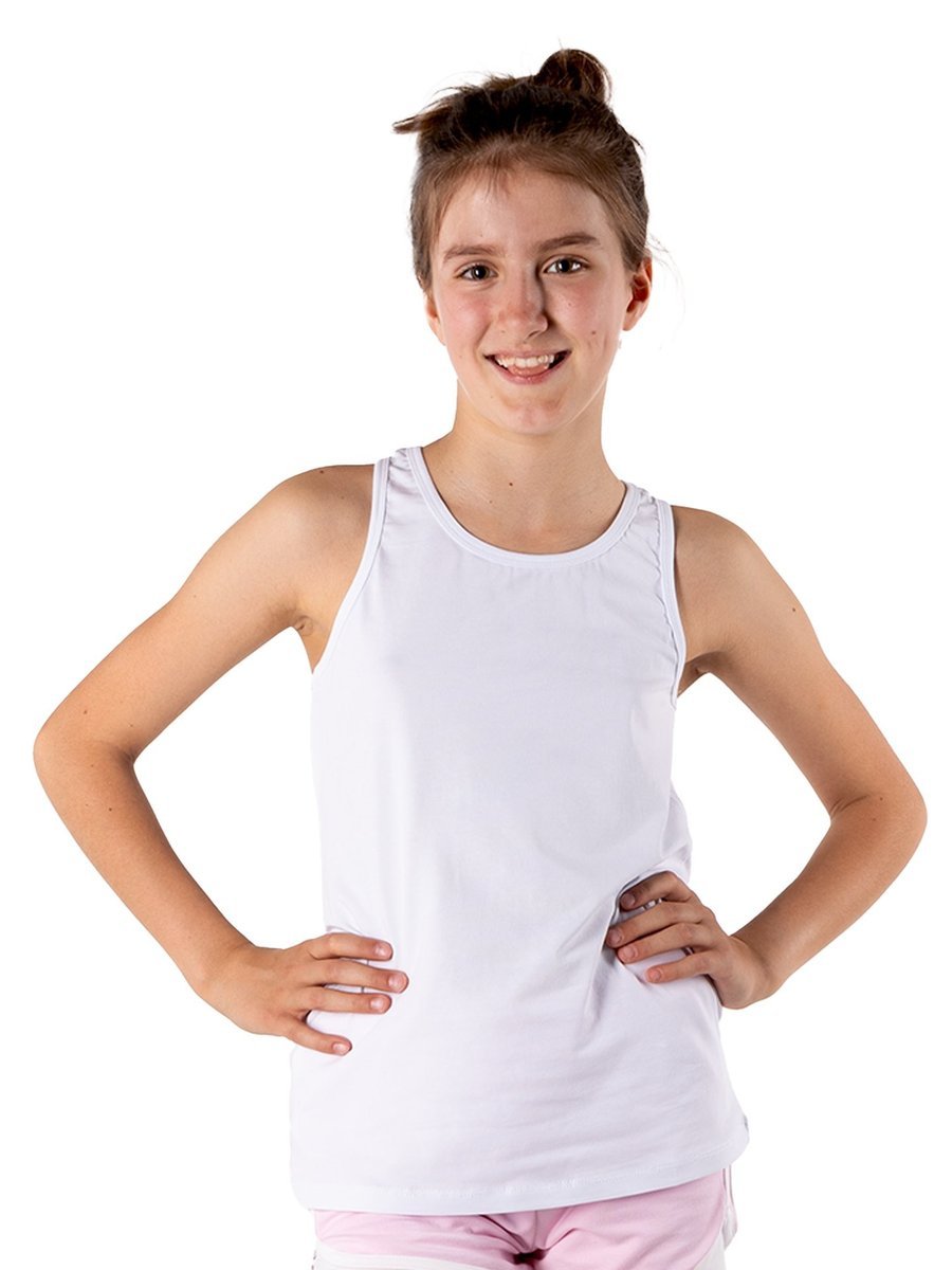 Podkoszulka dziewczęca bokserka bawełniana biała 146-152 YOCLUB