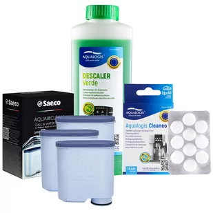 Zestaw Philips Saeco - Filtr Philips Aquaclean CA6903 3szt, Odkamieniacz Aqualogis Verde 500ml, Tabletki Czyszczące Aqualogis Cleaneo 10 szt. - Akcesoria i części do ekspresów do kawy - miniaturka - grafika 1