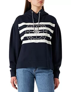 GANT Damski sweter z kapturem, niebieski (Evening Blue), XS - Swetry damskie - miniaturka - grafika 1