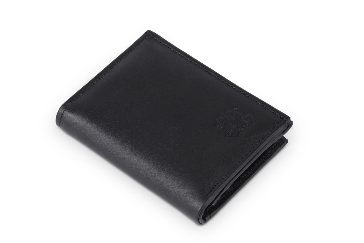 Portfel Męski Skórzany Kaletnik Kantyk Czarny Mat