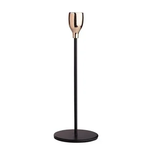 Świecznik na cienką świecę 8 x 8 x 22,5 cm czarno-złoty - Świeczniki - miniaturka - grafika 1