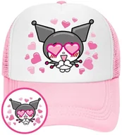 Czapki i chusty sportowe męskie - Czapka z Daszkiem Kuromi Różowa z Nadrukiem Lato Siatka Bejsbolówka - miniaturka - grafika 1