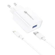 Ładowarki do telefonów - Ładowarka sieciowa Foneng EU13 + kabel USB do Lightning, 3A (biała) - miniaturka - grafika 1