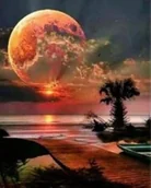 Malowanie po numerach - Malowanie po numerach. Księżyc czerwony nad wybżerzem 40 x 50 5618 - Norimpex - miniaturka - grafika 1