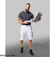 Spodnie sportowe męskie - SUMMER ARDON - modne szorty, dopracowana sylwetka, odblaskowe elementy - biały H5621 48 - miniaturka - grafika 1