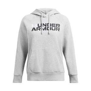 Damska Bluza UNDER ARMOUR RIVAL FLEECE WORDMARK HOODIE 1386512-011 – Szary - Bluzy damskie - miniaturka - grafika 1