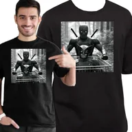 Koszulki męskie - Śmieszna Koszulka Męska Deadpool Pchający Wózek Wolverine Czarna M 3442 - miniaturka - grafika 1