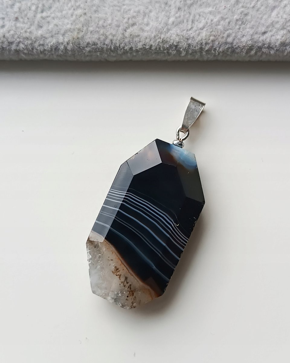 Agat Czarny Sardonyks Srebro 4,2Cm X 2,5Cm