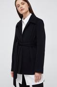 Kurtki damskie - Calvin Klein płaszcz wełniany kolor czarny przejściowa - miniaturka - grafika 1