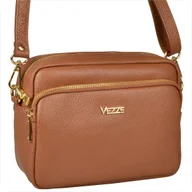 Torebki damskie - VEZZE włoska skórzana torebka camel brąz złote okucia - miniaturka - grafika 1