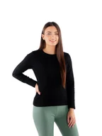 Bluzki damskie - Damska bluzka prążkowana Długi Rękaw Ilona czarna Golden Queen r.XL - miniaturka - grafika 1