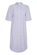 Koszule damskie - Damska koszula KAFFE Button Up krótki rękaw kołnierz swobodny kobieta, Biały/Niebieski pasek, 32 - miniaturka - grafika 1