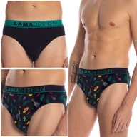 Majtki męskie - LAMA Slipy Męskie bawełniane majtki 2-PAK - L - miniaturka - grafika 1