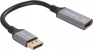 Lanberg Kabel adapter Lanberg Displayport M -> HDMI F 8K na kablu 20cm srebrny - Kable komputerowe i do monitorów - miniaturka - grafika 1