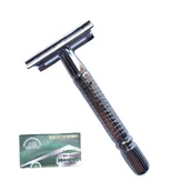 Maszynki do golenia i wkłady - Tradycyjna Maszynka Do Golenia Na Żyletki Srebrna - miniaturka - grafika 1