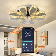 Wentylatory sufitowe - Wentylator sufitowy z oświetleniem Nowoczesny cichy wentylator LED z pilotem Timer Wentylator w kształcie kwiatu Oświetlenie sufitowe do sypialni (30, watów) - miniaturka - grafika 1