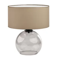 Lampy stojące - Elegancka szklana lampka stołowa do salonu z beżowym abażurem LUTON - miniaturka - grafika 1