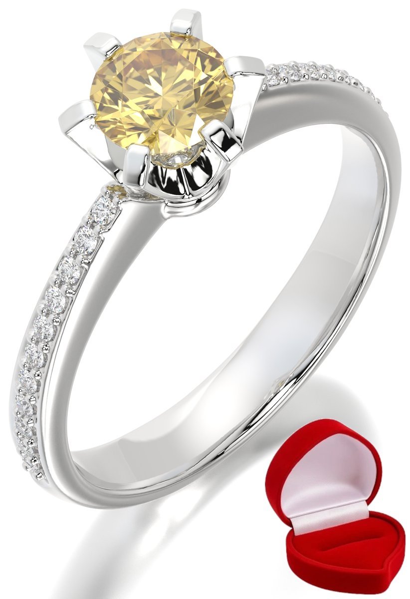 ZŁOTY PIERŚCIONEK ZARĘCZYNOWY 585 14k SZAFIR 0,50 ct BIAŁE ZŁOTO R6