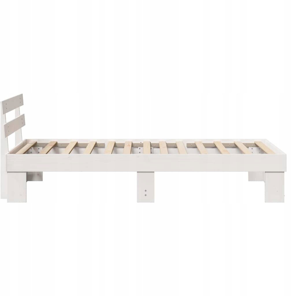 vidaXL Rama łóżka z oparciem biała 90x200 cm lite drewno sosnowe