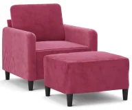 Fotele - Czerwony tapicerowany wypoczynkowy fotel z podnóżkiem M3-N47 - miniaturka - grafika 1