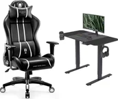Fotele gamingowe - Fotel Diablo Chairs X-ONE 2.0 NORMAL czarno-biały + EGON 1100 Czarne 110 cmx60 cm - miniaturka - grafika 1