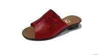 Klapki i japonki damskie - SKÓRZANE czerwone klapki SZEROKIE tęgośc H i K 36 - miniaturka - grafika 1