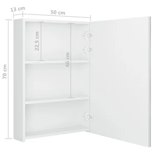 Lumarko Szafka łazienkowa z lustrem i LED, lśniąca biel, 50x13x70 cm - Szafki łazienkowe - miniaturka - grafika 9