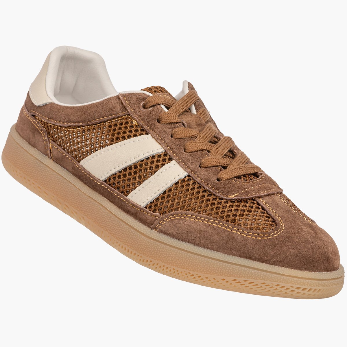 Sneakersy Damskie Buty Skórzane Sportowe Siateczka Półbuty Casual Brązowe Goodin Brązowy 37