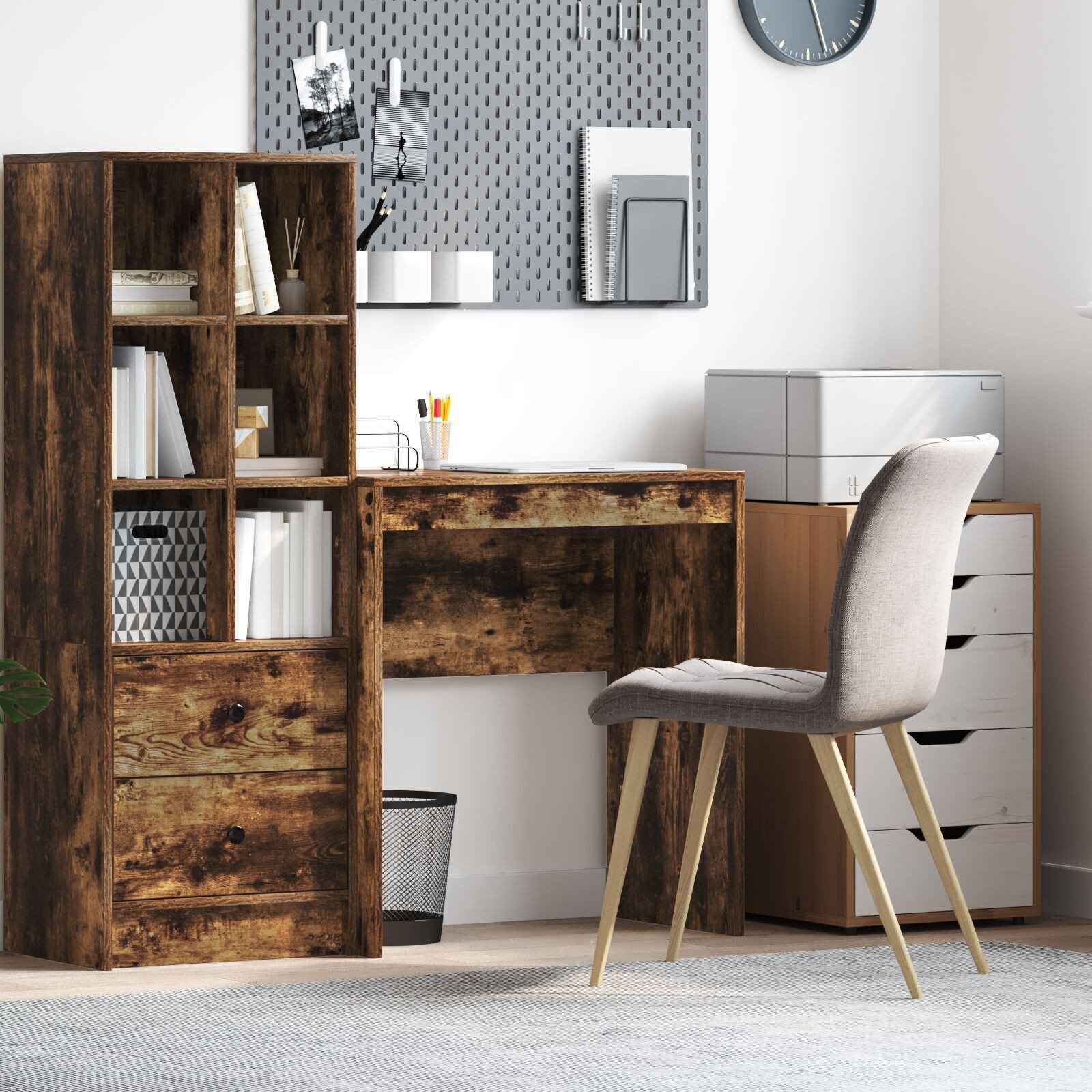 vidaXL Biurko do pisania z wędzonego dębu Wędzony dąb MDF 70 x 40 x 76 cm