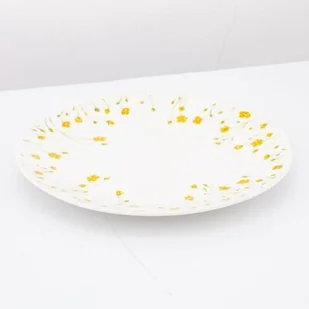 Talerz porcelanowy deserowy 19 cm w kaczeńce beżowo-żółty - Talerze - miniaturka - grafika 1