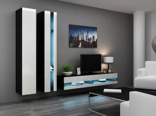 Cama Meble Zestaw VIGO NEW 5 czarny/biały połysk - Meblościanki - miniaturka - grafika 1