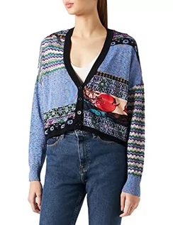 Swetry damskie - Desigual Sweter damski JERS_crepusculo, niebieski, XL - grafika 1