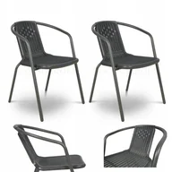 Fotele i krzesła ogrodowe - Zestaw KRZESEŁ Krzesło Ogrodowe SIMPLE Grafit na Taras Metal Komplet 2 szt - miniaturka - grafika 1