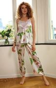 Piżamy damskie - Flowers piżama satynowa DK-KC 007, Kolor ecru-zielony, Rozmiar S, DKaren - Primodo.com - miniaturka - grafika 1
