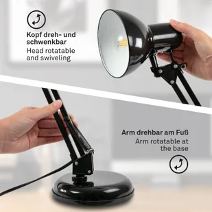 Briloner Lampa biurkowa Pixa, regulowana, E14, czarna - Lampy stojące - miniaturka - grafika 4