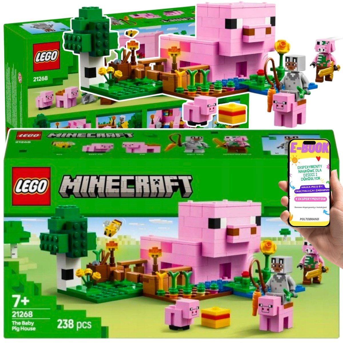 LEGO MINECRAFT PREZENT DLA CHŁOPCA (21268) DOM PROSIACZKA ZESTAW LEGO DLA NIEGO + EBOOK