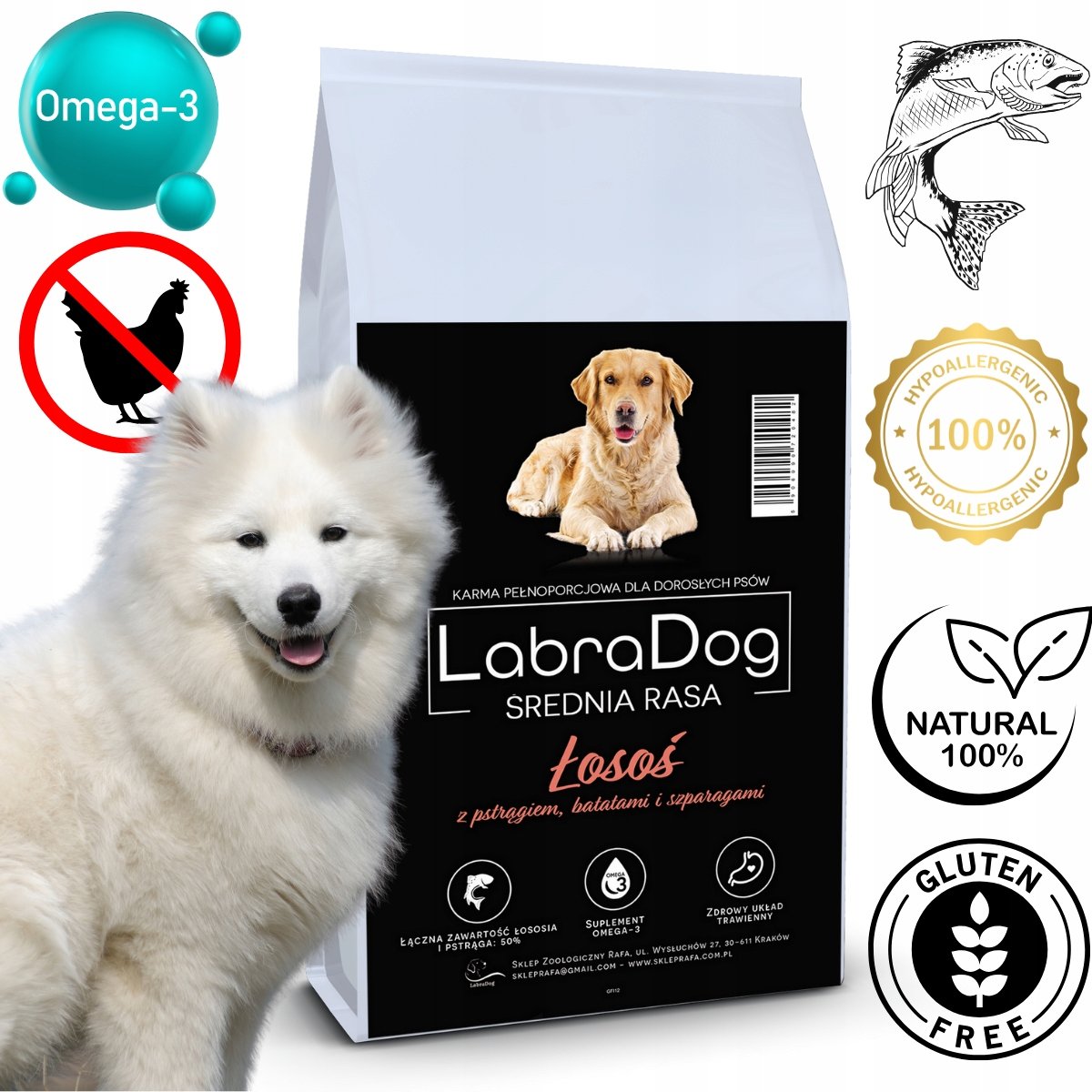 Labradog Superfood Łosoś Z Pstrągiem, Batatami I Szparagami 12Kg