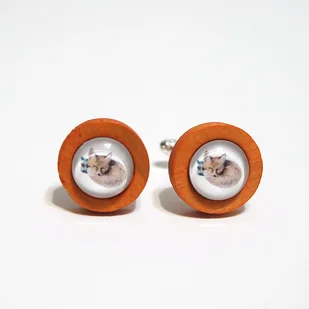 Lisek - drewniane spinki do mankietów, red - Spinki do mankietów i krawatów - miniaturka - grafika 1