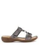 Klapki i japonki damskie - Rieker Klapki 608K1-45 Szary - miniaturka - grafika 1