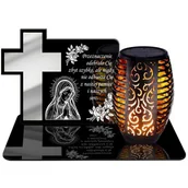 Lampiony i znicze - ZNICZ SOLARNY LED WIECZNY PODSTAWKA NA CMENTARZ GRÓB Krzyż EFEKT PŁOMIENIA - miniaturka - grafika 1
