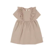 Sukienki - Sukienka ze skrzydełkami beżowa, krótki rękaw 68 - miniaturka - grafika 1