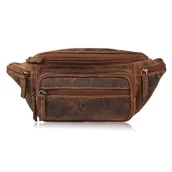 Nerki - Saszetka męska skórzana klasyczna nerka biodrowa brązowa vintage t-136-hbr - miniaturka - grafika 1