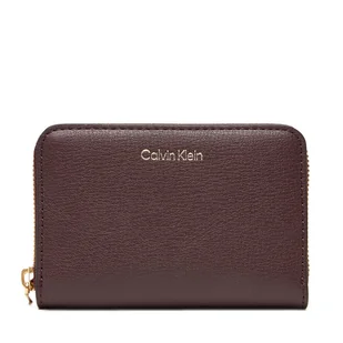 Duży Portfel Damski Calvin Klein Foil Logo Medium Zip Around LV04F1091G Bordowy - Portfele - miniaturka - grafika 1